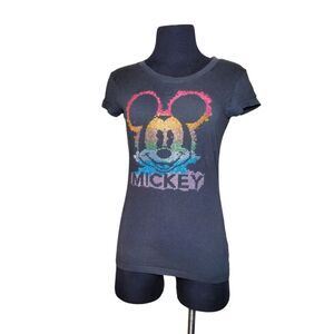 Disney Mickey Classic Bling T-Shirt Rhinestones Embellished Black Juniors Small